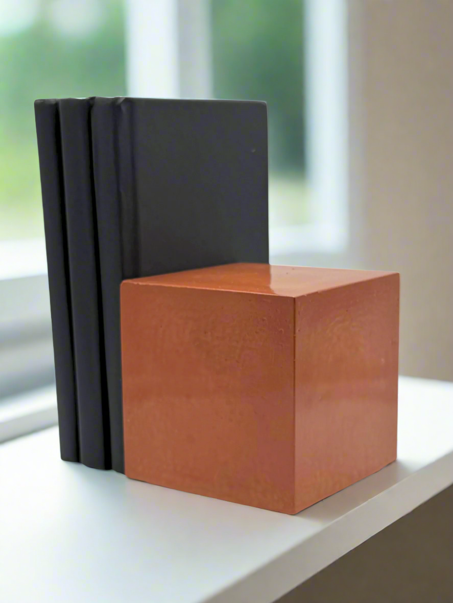 Heavy Concrete Bookend in Use